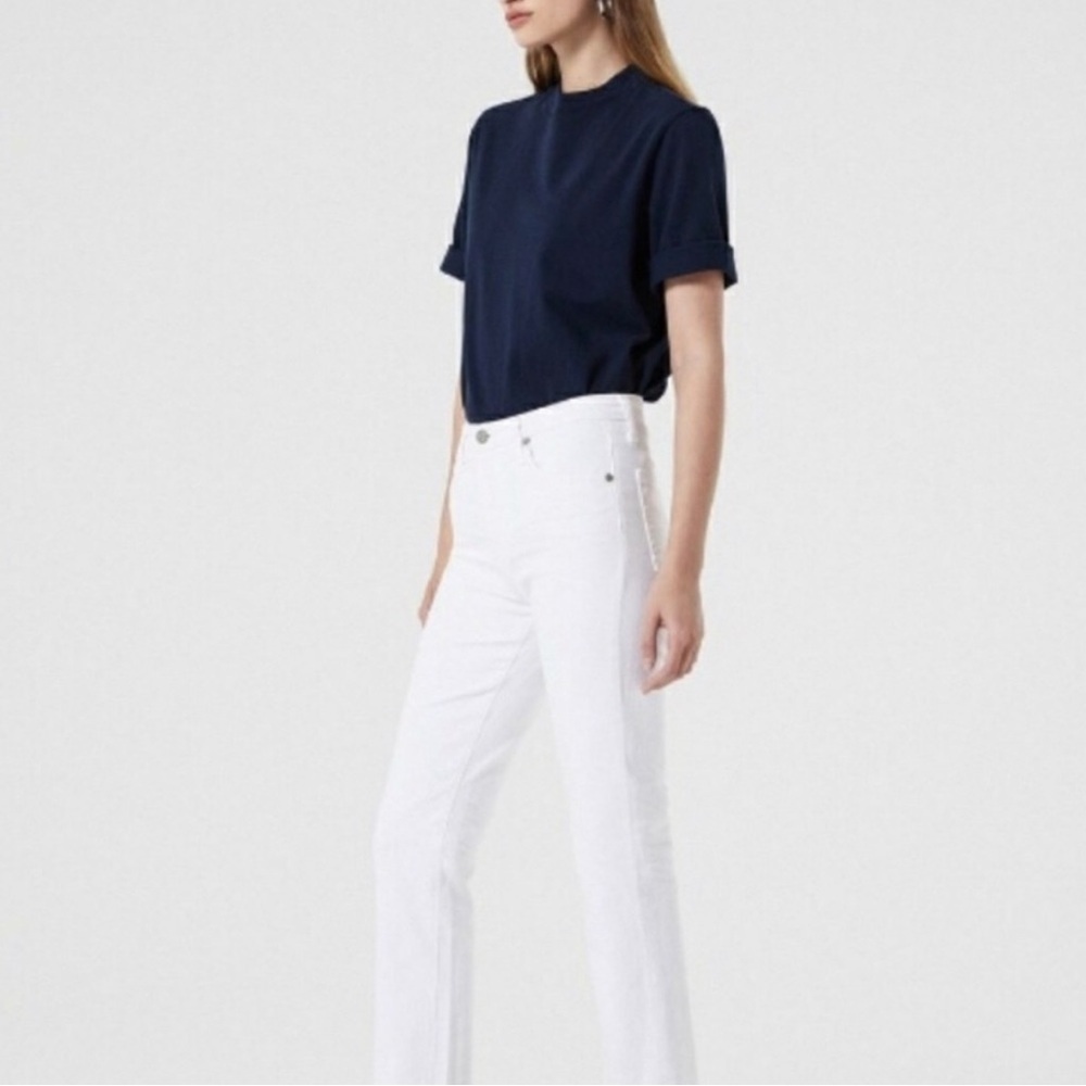 AG Jean Adriano Goldschmied Size 31 Stevie Ankle Jeans White Slim Straight